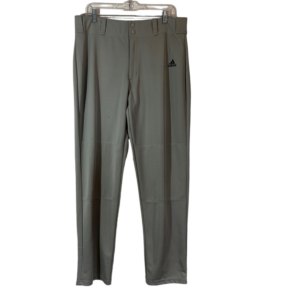 ADIDAS Gray Baseball Pants Size L Climalite Zipper Front Waist